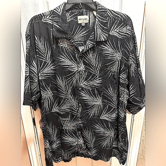 Joseph & Feiss s/s printed shirt. Black/Olive/Tan size 3XLT. 100% Silk - Picture 1 of 11